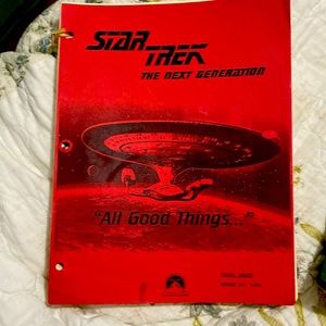 Original working script for Star Trek episode. All good things.